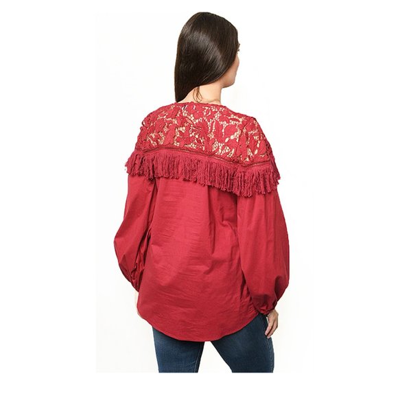 PLUS Western Rodeo Cowgirl Lace Tassel Fringe Top - Picture 8 of 10